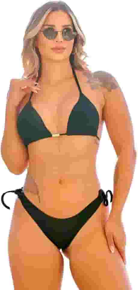 Biquíni Feminino Adulto Praia com Bojo Asa Delta Canelado Fio Duplo Verão