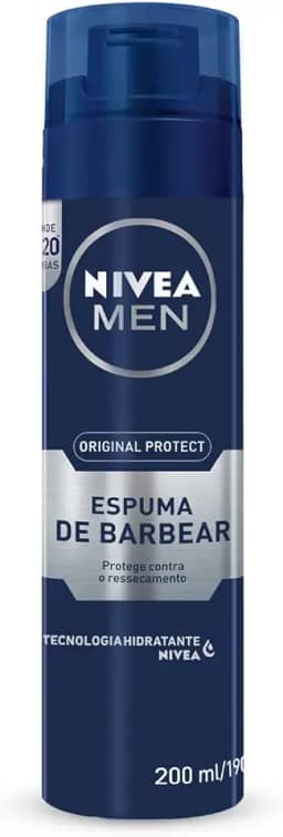 NIVEA MEN Espuma de Barbear Original Protect - Ativos hidratantes, previne o ressecamento e irritações, com Aloe Vera e Glicerina - 200ml