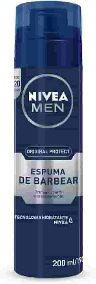 NIVEA MEN Espuma de Barbear Original Protect - Ativos hidratantes, previne o ressecamento e irritações, com Aloe Vera e Glicerina - 200ml
