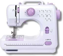 Máquina de Costura Portátil Elétrica Bivolt com Pedal LED Compacta Dupla Costura Doméstica de Alta Precisão Leve e Prática Ideal para Reparo e Criação de Roupas Artesanato