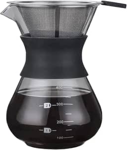 Passador De Café Vidro E Coador Inox 400ml Alça Silicone