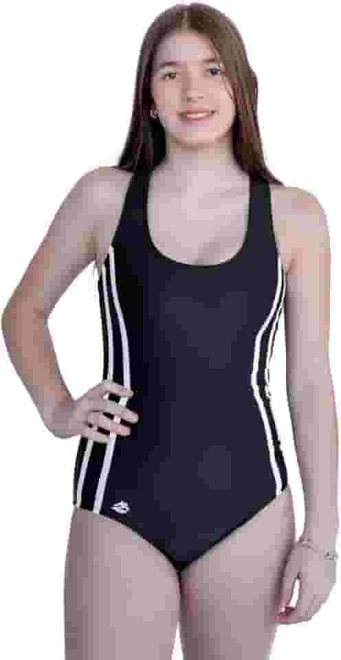 Maiô de Natação Infantil Juvenil Poliamida Premium Nadador Costas Nadador Alças Largas Confortável Listras Viés Latera