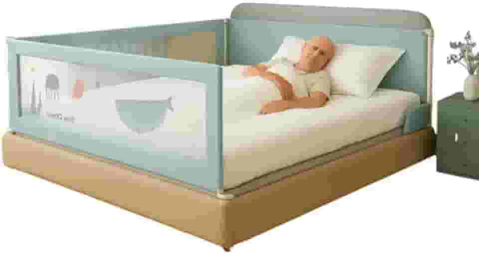 Grade Para Camas com Tela e Proteção Contra Quedas Serve Para Infantil Idosos Bebe Crianças Sono Seguro Tranquilo Escolha seu Tamanho e Desenho Azul/Cinza - Lojas Tahara (180cm, Modelo D)