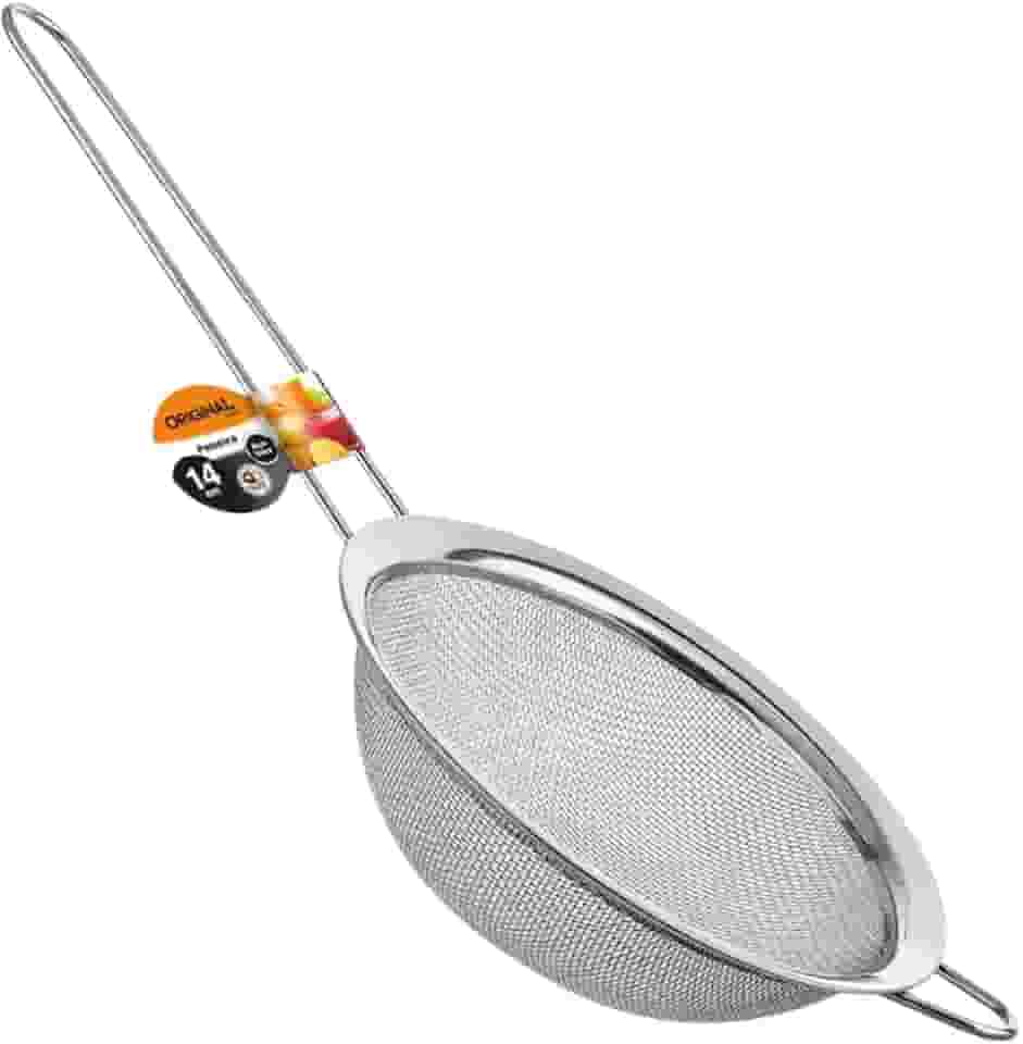 Peneira 14cm em Aço Inox com Suporte Resistente Versátil para Uso Diário Fácil Manuseio e Limpeza Ideal para Coar Chás Polvilhar Açúcar e Peneirar Farinhas