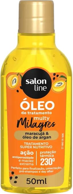 Salon Line, Óleo Capilar Reparador, Multy Milagres, Cachos dos Sonhos, Maracujá e Óleo de Argan - Para Todos os Tipos de Cabelos, 50ml