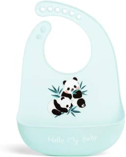 Babador de Silicone Impermeável para Bebê, Bolso Coletor, 30 x 25 cm, Leve e Prático