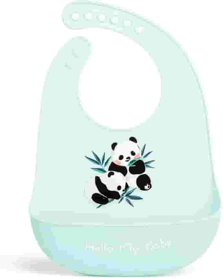 Babador de Silicone Impermeável para Bebê, Bolso Coletor, 30 x 25 cm, Leve e Prático