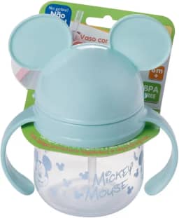 Caneca Treinamento com canudo de silicone retrátil Mickey 260 ml Plasútil