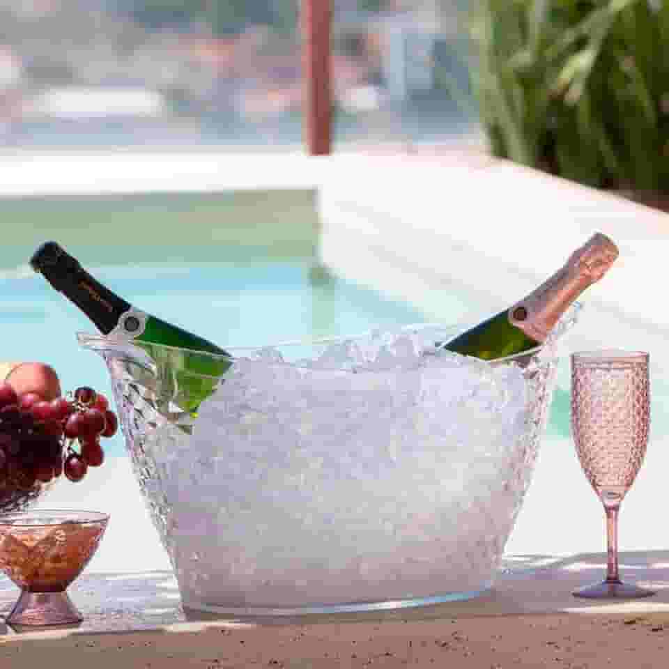 Balde de Gelo Champanheira Diamond Transparente Cristal Acrílico 15 L Xplast