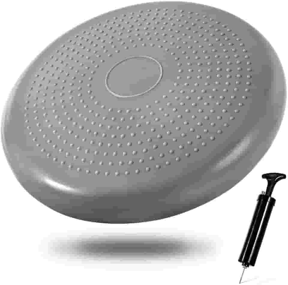 Almofada de Equilíbrio com Bomba Balance 33cm até 150kg Disco Inflável (Cinza)