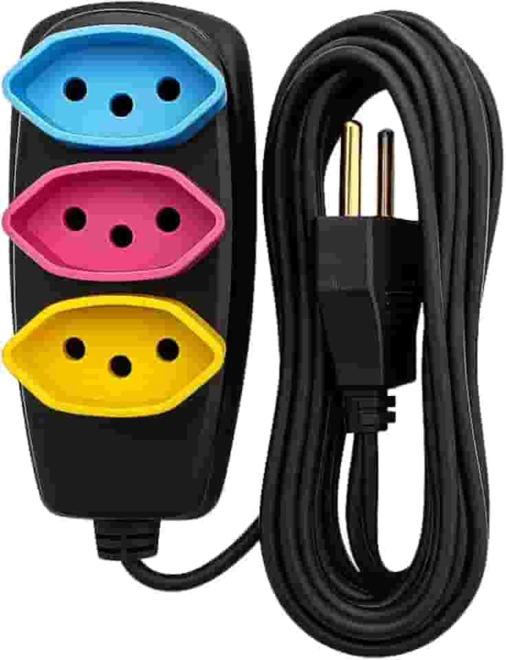 Extensão Elétrica 5 Metros com 3 Tomadas 10A Bivolt 127V/220V Padrão NBR 5M