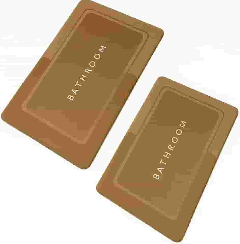 Kit 2 Tapetes Mágicos Ultra Absorventes Antiderrapantes, Secagem Rápida, Laváveis, Ideais para Banheiro, Lavabo e Lavanderia, Conforto, Segurança e Estilo para Sua Casa (Marrom)