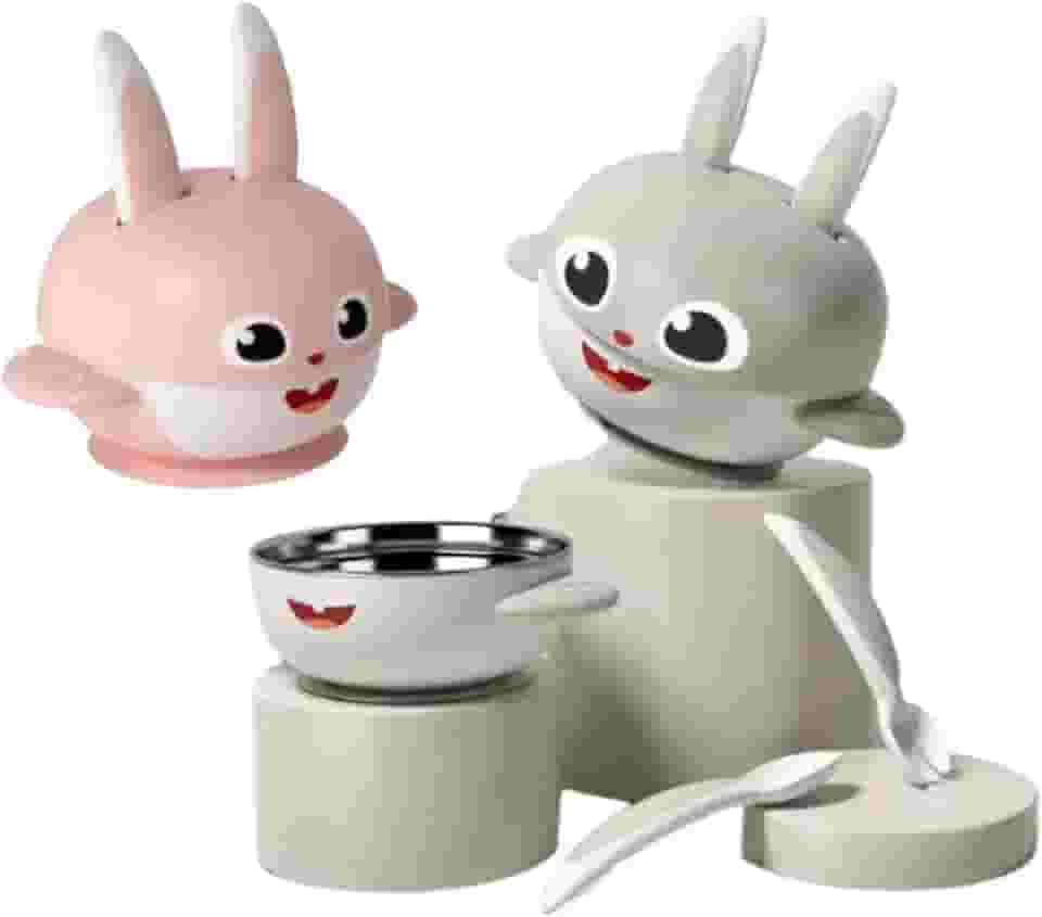 Prato Bowl Infantil Bebê Silicone Inox Com Ventosa Térmico Prato Para Criança (Cinza)