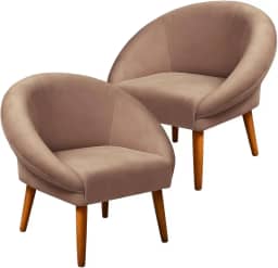 Kit 2 Poltronas Cadeira Decorativa para Sala de Espera Elegante Recepção Pés Palito MOBLAN decor (Rose)