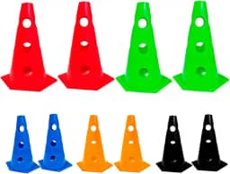 10x Mini Cone Sinalização Esportivo 23cm Agilidade Furado