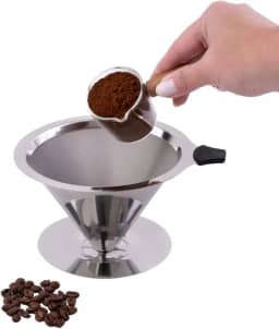 Filtro De Café Coador Inox 104 Extra Grande Reutilizável Lavável Portátil Individual Passador de Aço Inoxidável Não Precisa de Papel