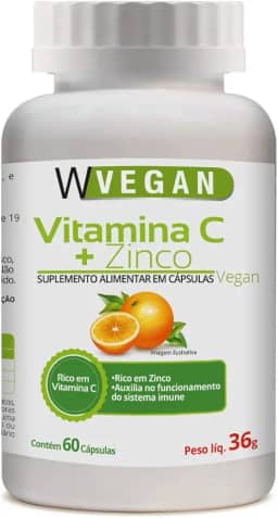 W Vegan Vitamina C 500Mg + Zinco 60 Capsulas Wvegan Vegano