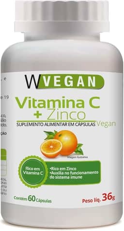W Vegan Vitamina C 500Mg + Zinco 60 Capsulas Wvegan Vegano