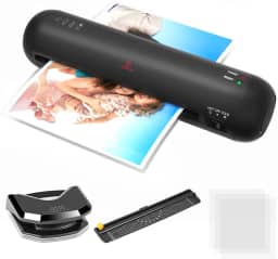 Plastificadora A4 A5 A6, Laminadora Inclui 1 Cortador de Cantos Arredondados, 1 Cortador de Papel Em Rolo e 5 Folhas de Filme Laminado A4/A5/A6