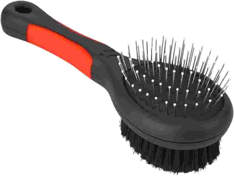 Escova Dupla Desembaraçar/Pentear Pelos Cães e Gatos, 21,5 cm, Cabo Emborrachado