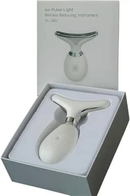 Massageador Facial LED com 3 Funções EMS Aquecimento Vibração Lifting Reduz Rugas Linhas de Expressão e Papada Portátil Recarregável