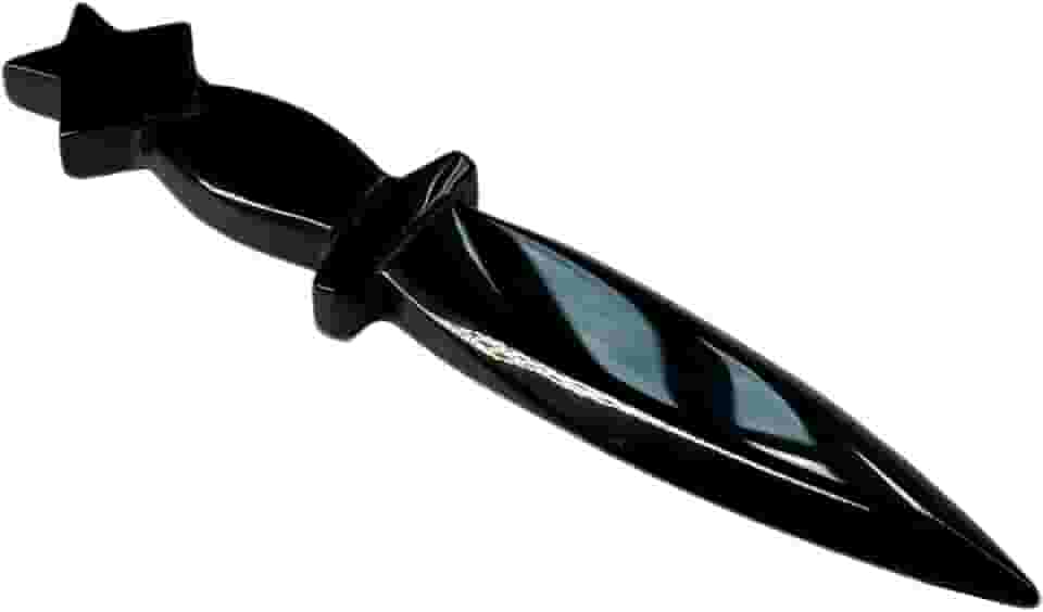 Pentagrama preto obsidiana Athame, adaga de altar para suprimentos e ferramentas Wicca 15 cm