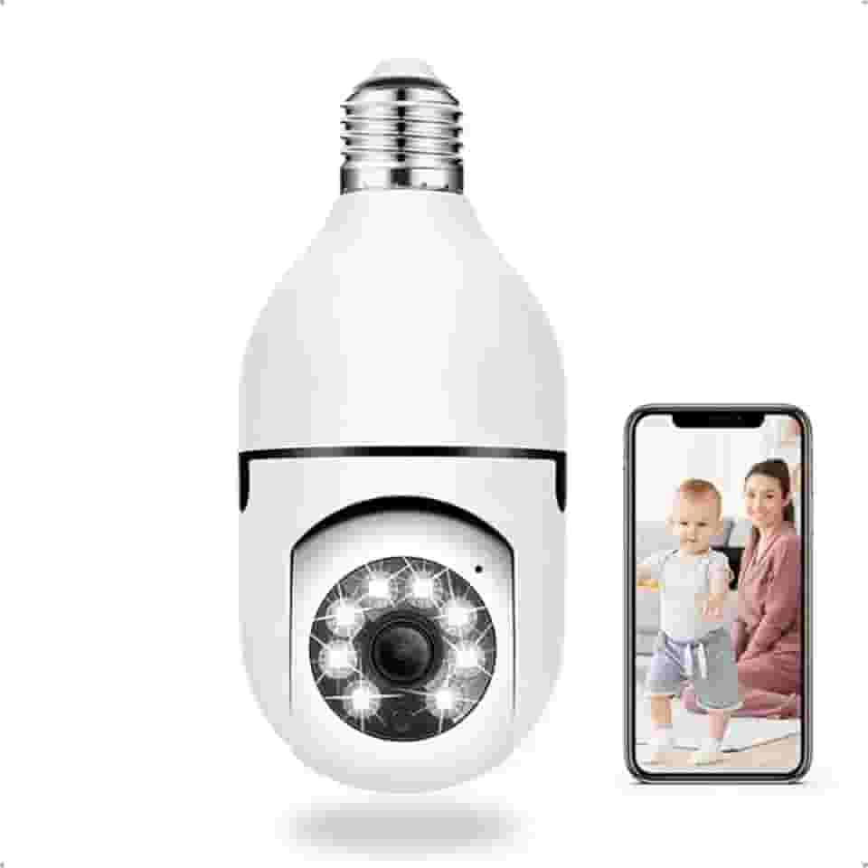 Câmera Ip Inteligente Lâmpada Panorâmica Giratória Yoosee Wifi E Espiã Visão Noturna Infravermelho Bivolt Detecção de movimento