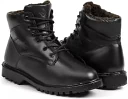 Bota Masculina de Inverno em Couro Forrada com Lã Imperméavel - Helsinque