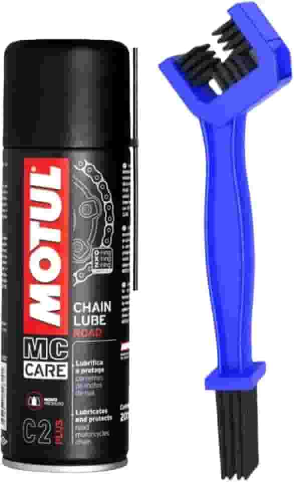 Spray Lubrificante De Corrente Moto Motul C2 Plus Chain Lube - 200 Ml Street Rua Motoboy Urbano+ Escova de Limpeza