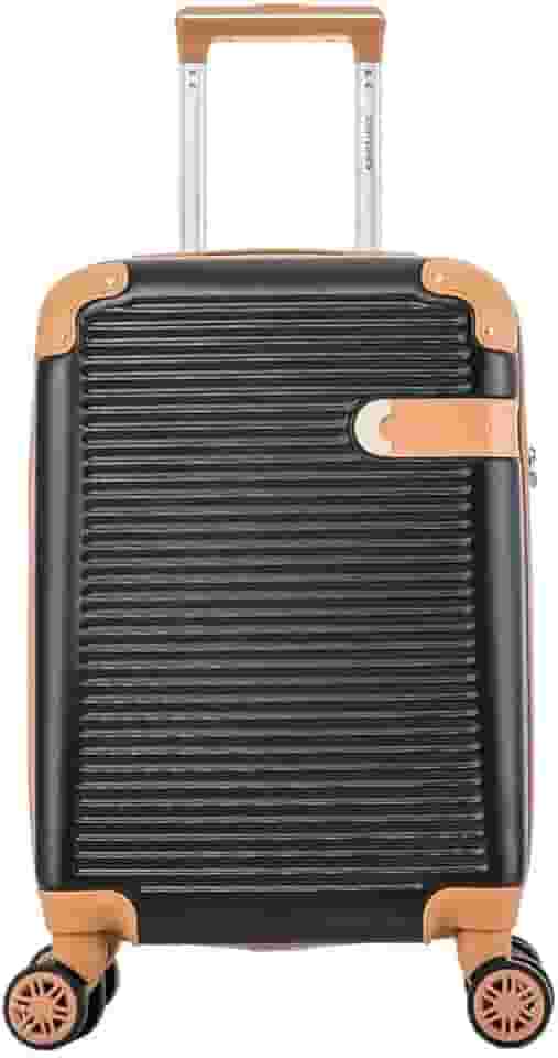 Mala de Bordo Rígida - Textura Canelada Distinta, Rodas Duplas Silenciosas 360°, Cadeado com Combinação Numérica | Leveza e Segurança Aprimoradas para Viagens (Preto, Pequeno)