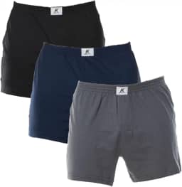 Kit 3 cuecas samba canção 100% algodão com abertura frontal (G (46/48), Preto/Marinho/Chumbo)