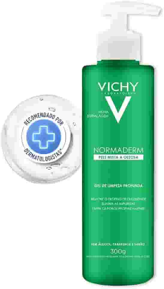 Vichy Normaderm Gel de Limpeza Profunda, para Pele Mista a Oleosa, com Ácido Glicólico e Salicílico, Controla Oleosidade, Elimina Impurezas e Desobstrui Poros, 300g