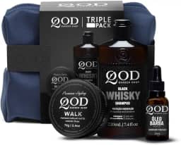 QOD Barber Shop - Kit Triple Pack - Pomada Capilar Walk 70g + Shampoo Whisky 220ml + Óleo Hidratante para Barba 25ml