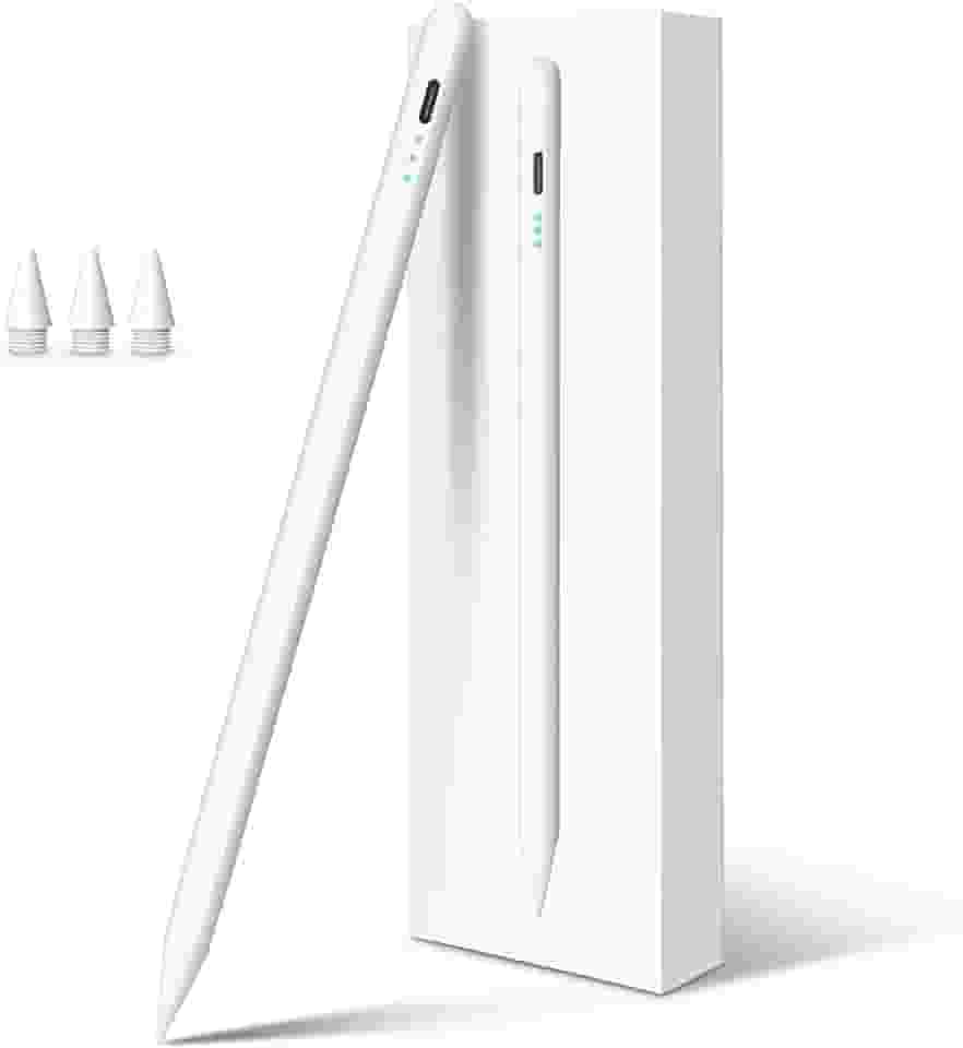Caneta stylus para iPad 10ª geração, carga rápida em 13 minutos, com rejeição de palma, sensível a inclinação, compatível com iPad 6/7/8/9/10/11, Pro 11'/12,9'/ M4, Air 3/4/5/M2/M3, Mini 5/6