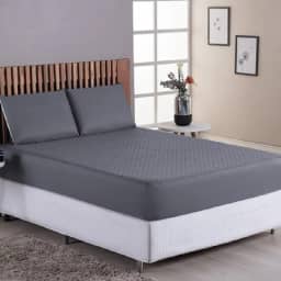 Capa Para Colchão Protetor Impermeavel Silencioso Matelado Antibacteriano Antialérgico Varios Tamanhos Casal Padrão Queen King Size Solteiro (Cinza, Casal Padrão)