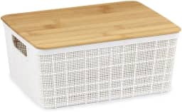 Oikos - Caixa Organizadora 4L com Tampa de Bambu Branca