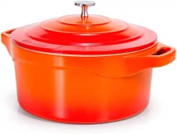 LE COOK Panela Caçarola 32cm Cerâmica Antiaderente Premium Laranja 10,3L, Alumínio de Alta Densidade Compatível com Indução e Forno Design Gourmet