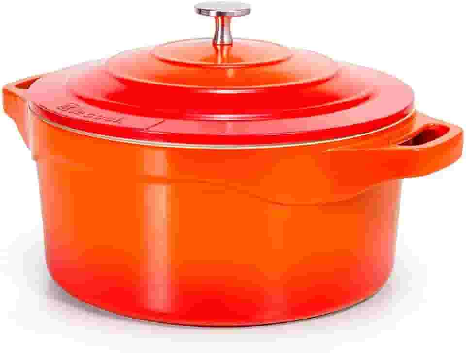 LE COOK Panela Caçarola 32cm Cerâmica Antiaderente Premium Laranja 10,3L, Alumínio de Alta Densidade Compatível com Indução e Forno Design Gourmet