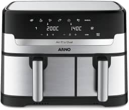 Fritadeira Sem Óleo Air Fryer Arno Dual 8,3L AFD2, 1800W, Inox e Preta, Cestos Duplos Independentes, Função SYNC, Painel Digital, 110V