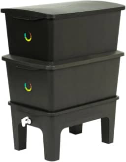 Composteira Doméstica, 90L, 2 Andares, 36 x 43 x 62 cm (Preto)