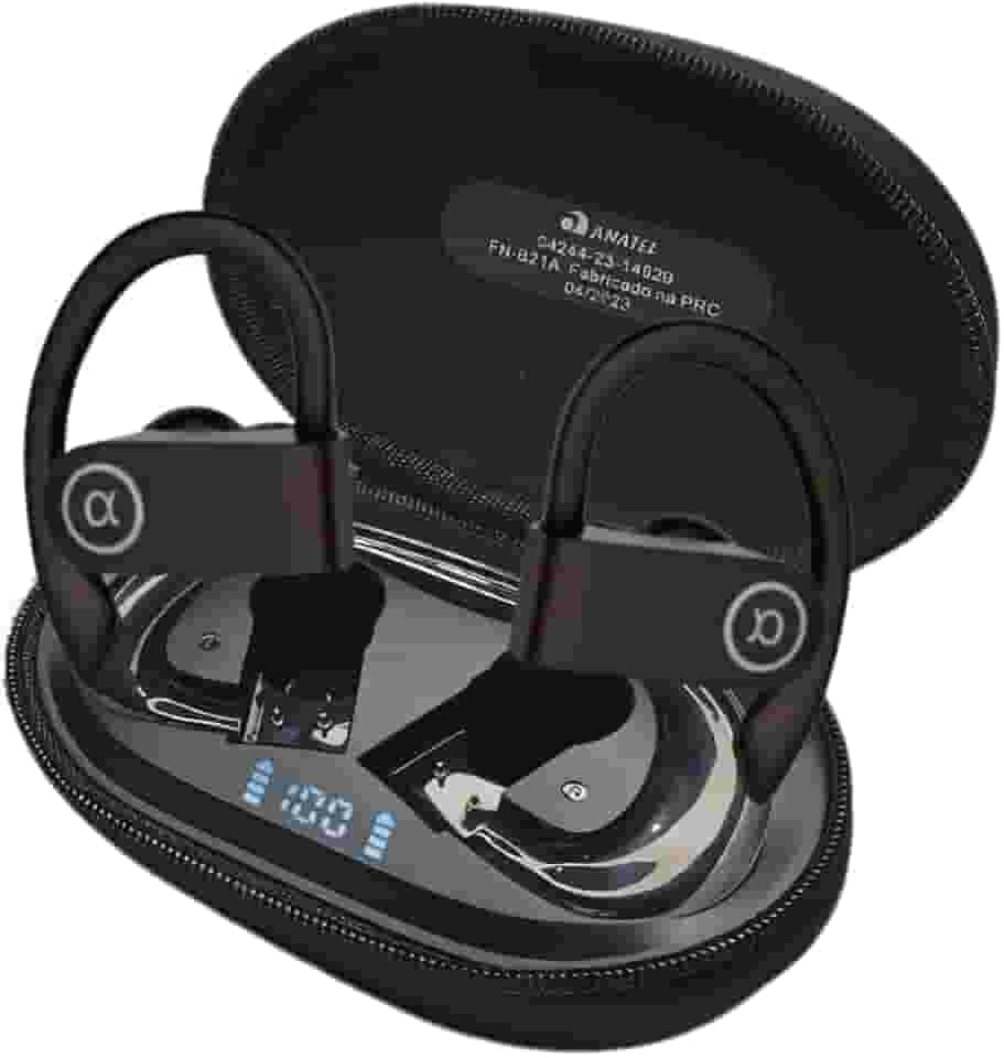 Fone de Ouvido Bluetooth 5.4 Esportivo com Microfone, IPX5 à Prova d’Água, Bateria de 45h, Design Ergonômico para Corrida, atividades fisicas, Academia, Jogos, iPhone e Android- Premium