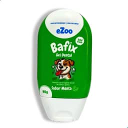 Gel Dental Bafix 90g Menta Higiene Bucal Cachorro e Gato Pasta de Dente Combate Mau Hálito Bafo Tártaro