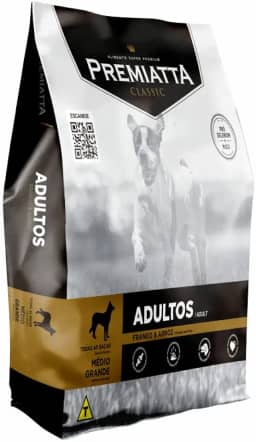 Premiatta Ração Classic Cães Adultos Raças Médias E Grandes Sabor Frango E Arroz 15Kg