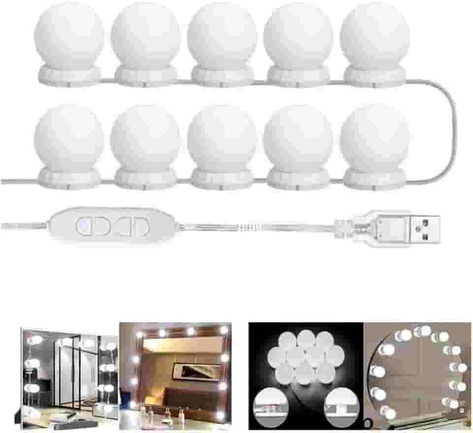 Kit Luz Camarim 3 Cores 10 Lâmpadas Led Auto-colantes Brando Quente Morno e Fria Com Controle