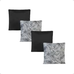Kit Com 04 Almofadas Floral Com Enchimento Decorativo (Cinza)