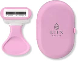 Luux Beauty Mini Aparelho de Depilar Feminino – Vem com Estojo Próprio, Um Cabeçote c/ 5 Camadas em Aço Alemão, Flexível, Tira Lubrificante com Aloe Vera & Vitamina E, Portátil e Ergonômico, Ideal para Viagens. Perfeito para Peles Sensíveis.