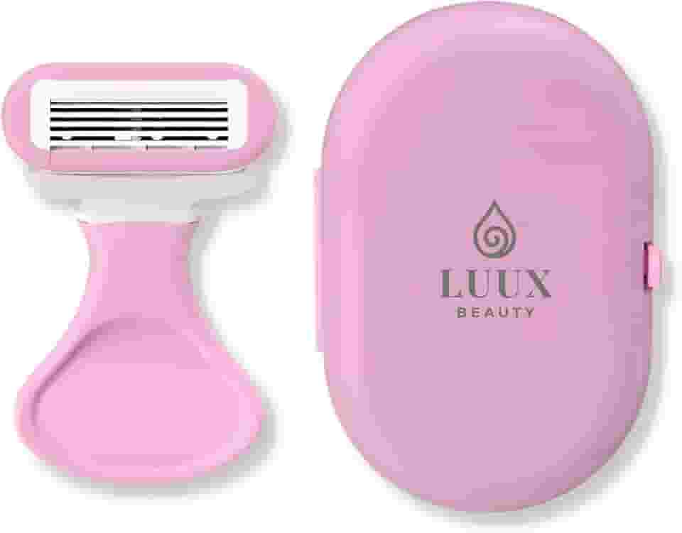 Mini Aparelho de Depilar Feminino com Estojo, Cabeçote 5 Camadas em Aço Alemão, Flexível, Tira Lubrificante com Aloe Vera e Vitamina E, Portátil e Ergonômico para Viagens