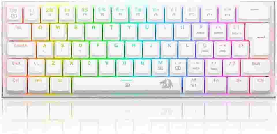 TECLADO MECANICO GAMER REDRAGON ANIVIA BRANCO RGB COM SWITCH AZUL ABNT-2