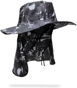 Chapéu Pescador com Protetor de Nuca, Camuflado Verde, Proteção Solar