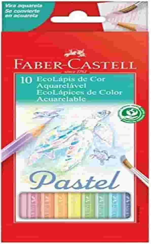 Ecolapis de cor, Faber-Castell, 120210P, aquarelavel, Tons pastel, estojo com 10 cores, Multicor, 120210P